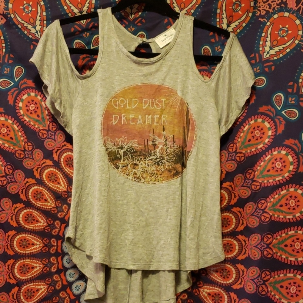 Cold shoulder gray tank